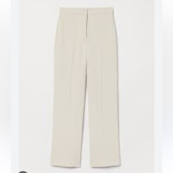 NWT! H&M Light-Beige Wide Leg Dressy Trouser Pants - Picture 1 of 6